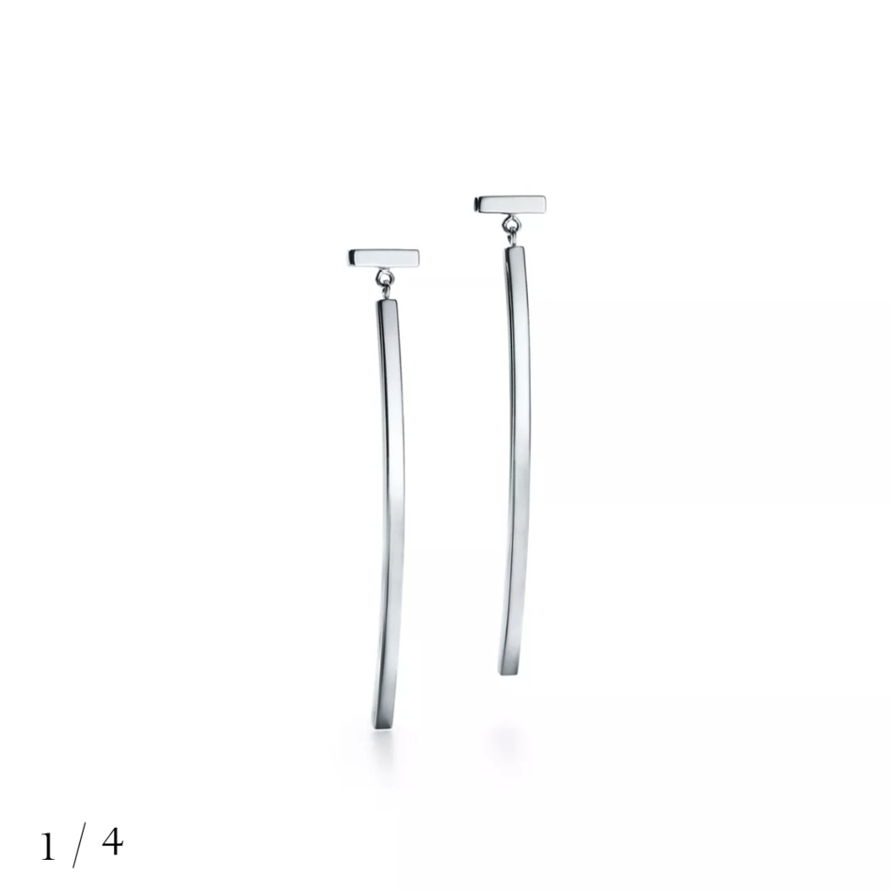 Authentic Tiffany T Bar Earrings in 18K White Gold.